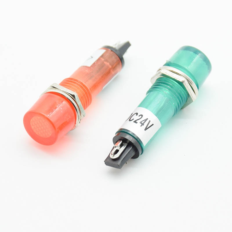Signal Lamp Panel Mounting Neon Indicator Red Green orange Lights 220V 12V 24VDC Mounting hole 10mm