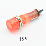 Signal Lamp Panel Mounting Neon Indicator Red Green orange Lights 220V 12V 24VDC Mounting hole 10mm