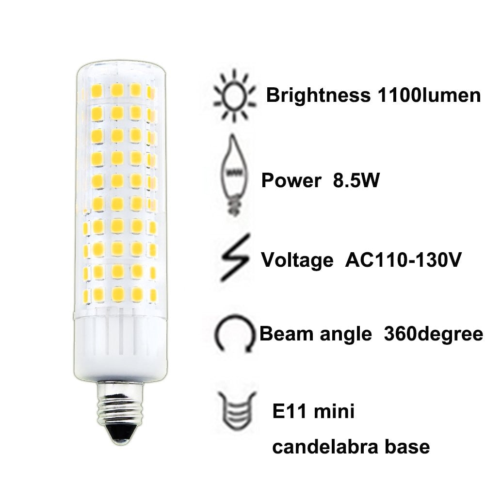 E11 Mini Candelabra Base LED Bulb, Bon lux E11 T4 JD LED Ceiling Light 100W Halogen Replacement Candles Bulb