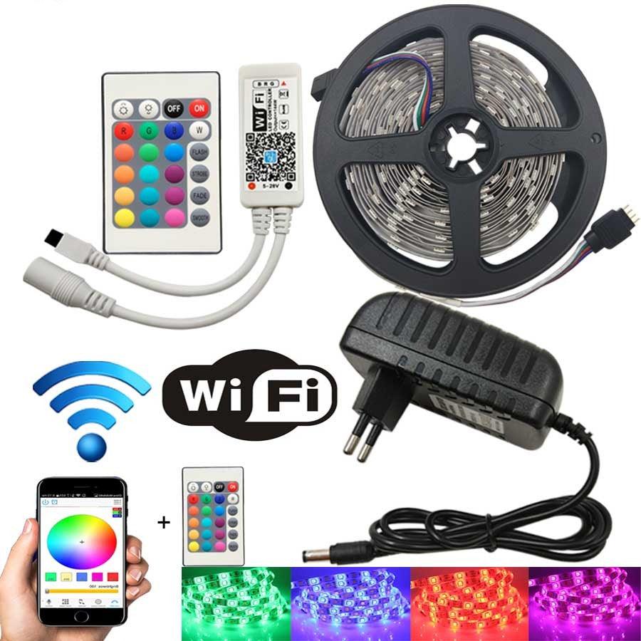 10M WiFi LED Strip Light RGB Tape Diode Neon Ribbon tira fita 12V SMD5050 5M Flexible Light String With WiFI Controller adapter - LED Lights For Sale : Affordable LED Solutions : Wholesale Prices