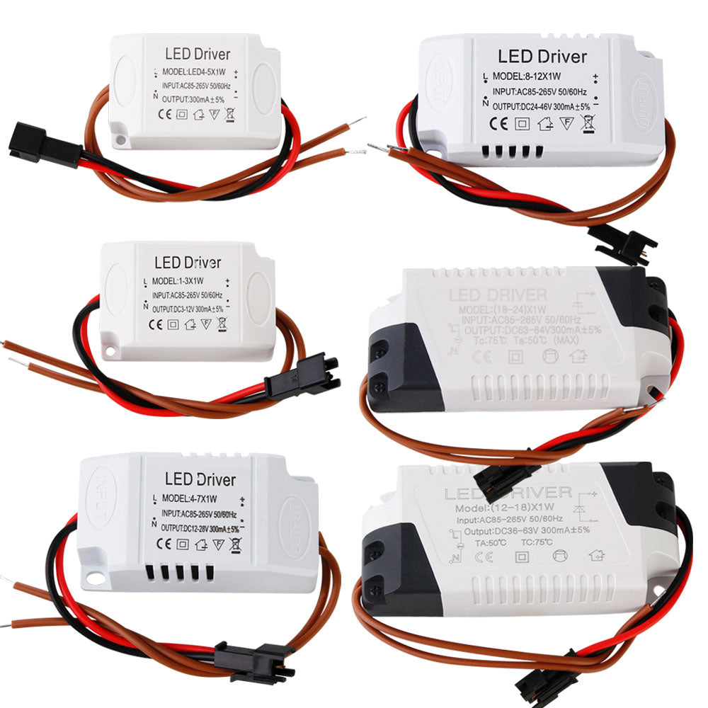LED Constant Driver 1-3W 4-5W 4-7W 8-12W 18-24W 300mA Power Supply Light Transformers for LED Downlight Lighting AC85-265V