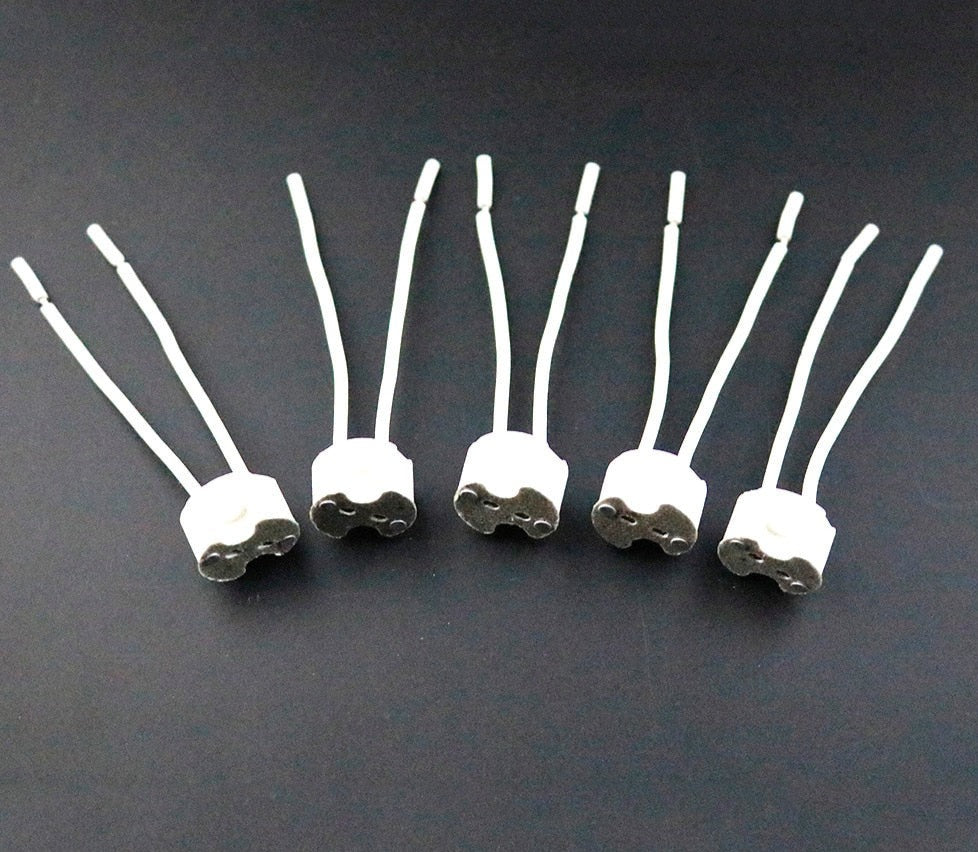 5-20PC MR16 MR11 GU5.3 G4 Lamp Holder Ceramic Halogen Lamp Holder Socket Pottery Connector 12-250V Led Light bulb Base with Wire