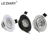 LEDIARY 110V-220V LED Spot Downlights 3W 55mm Hole White/Silver/Black Indoor Living Room Down Lights led Ceiling Recessed Lamp