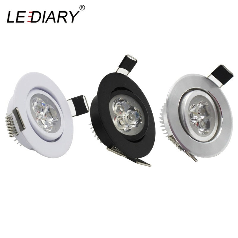 LEDIARY 110V-220V LED Spot Downlights 3W 55mm Hole White/Silver/Black Indoor Living Room Down Lights led Ceiling Recessed Lamp