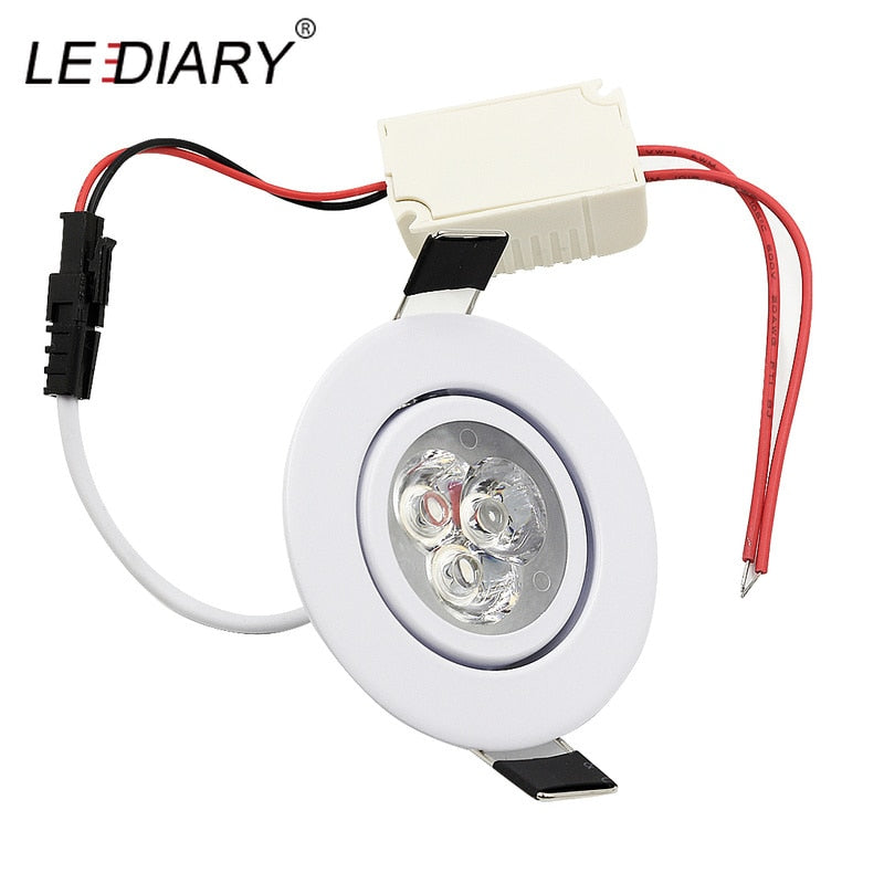 LEDIARY 110V-220V LED Spot Downlights 3W 55mm Hole White/Silver/Black Indoor Living Room Down Lights led Ceiling Recessed Lamp