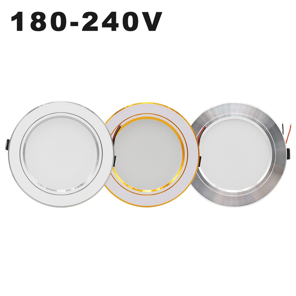 AC 220V LED Downlight Golden Silvery Ceiling Lamp Round Recessed 5W 9W 12W 15W 18W Led Light Bulb White/Warm white LED Down Lamp