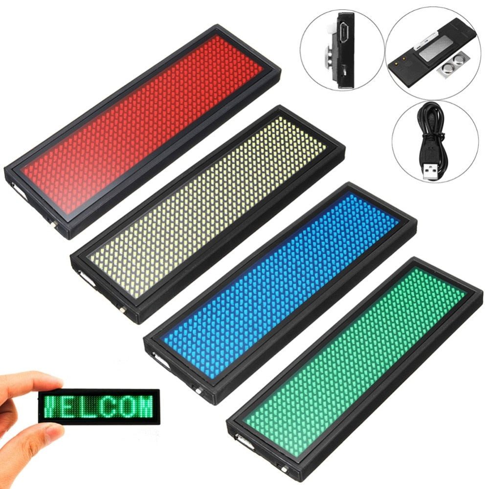 Rechargeable LED Name Tag Mini LED Digital Programmable Rechargeable Scrolling Message Tag Badge Sign For Festival Event