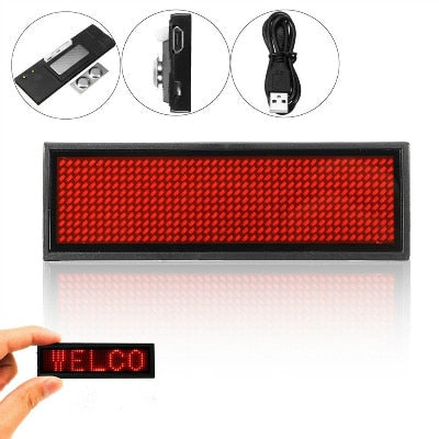 Rechargeable LED Name Tag Mini LED Digital Programmable Rechargeable Scrolling Message Tag Badge Sign For Festival Event