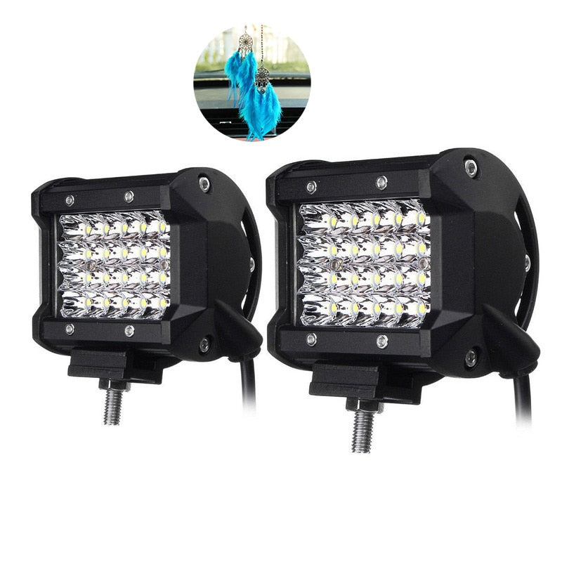 2pcs Foggy Lights 72W Car Fog Lights IP68 Waterproof Auto Back Light LED Driving Work Light White 24PCS LED Chips Spotlight