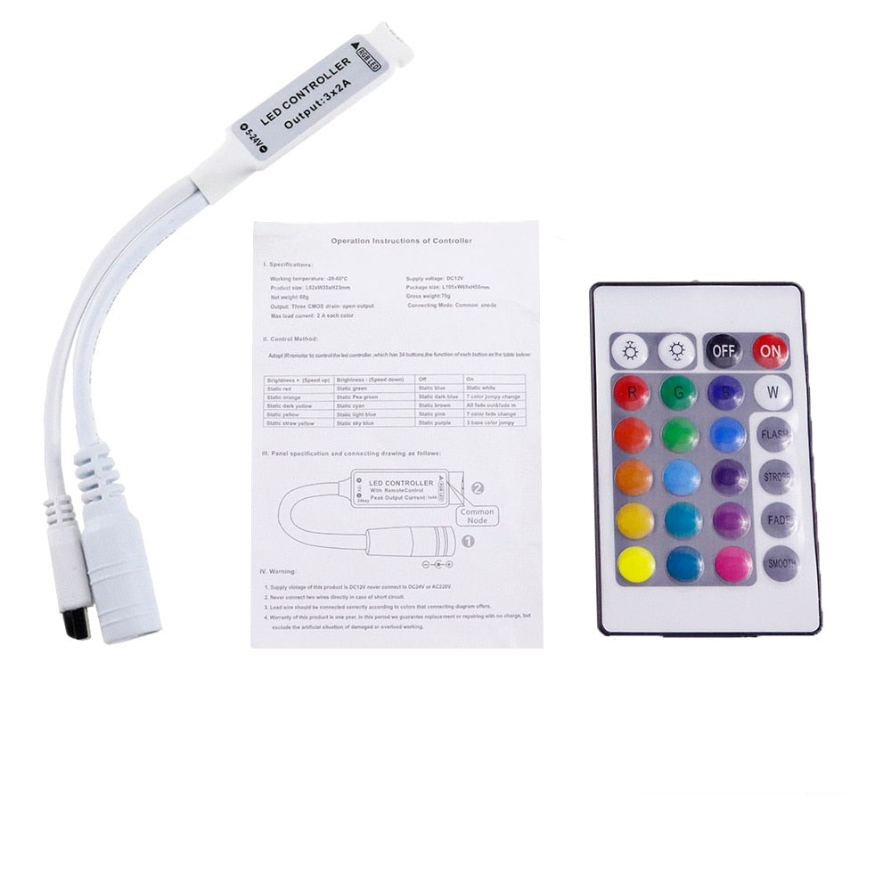 DC 12V RGB LED controller Mini 24 keys RGB IR Remote Controller for 3528 or 5050 RGB LED strips Small RGB Controller Led Tape
