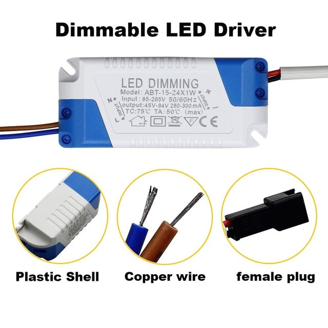 Dimmable Safe Plastic Shell LED Driver AC90-265V DC3-85V Light Transformer 300mA Power Supply Adapter for Led Lamps