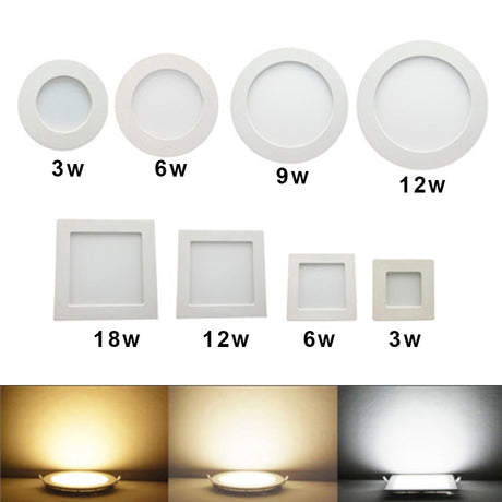 Downlight LED Round Square panel 3W 6W 9W 12W 15W 18W 24W Spotlight Ultra thin Design 230V LED Panel Light Indoor Lighting