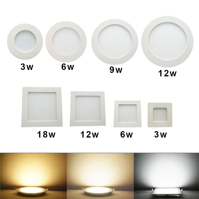 Downlight LED Round Square panel 3W 6W 9W 12W 15W 18W 24W Spotlight Ultra thin Design 230V LED Panel Light Indoor Lighting