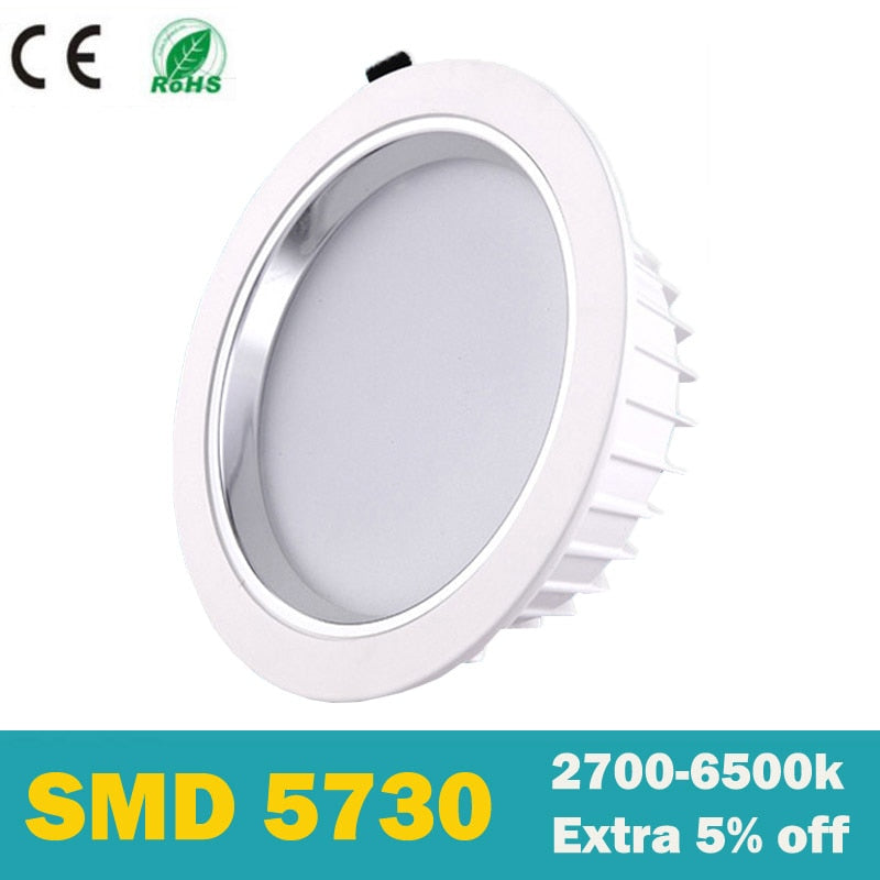 white body 2018 lampada High quality ultra brightness led downlight round chandelier dimmable 110v-265v 5W 7W 10W 15W 30w 60w